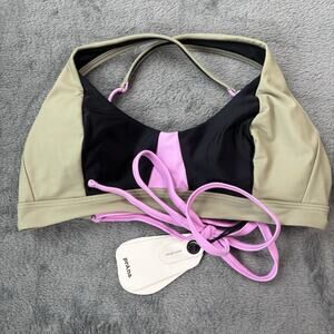 Prana Womens Swim XS Bikini Top Tulum Black Color Block UPF 50+ Lined New